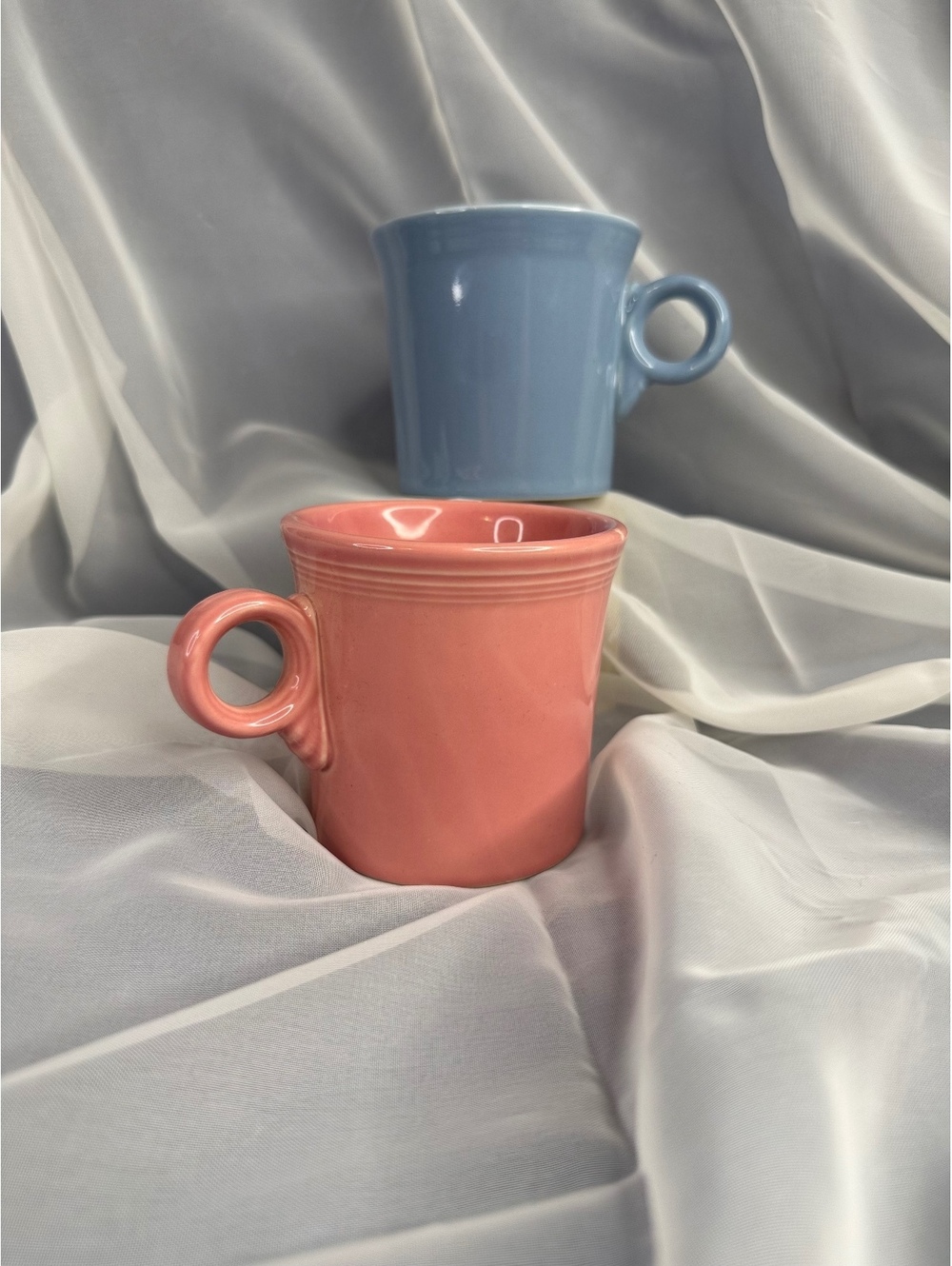Fiesta Ring Handle Mugs Retired Rose & Periwinkle 10.25 Oz Set of 2 USA
